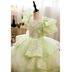 S1998R New <b>Mint</b> Green fairy Puff Sleeve Fresh Princess <b>Dress</b> Birthday fairy Flower Girl <b>Dress</b> - Product Image 4