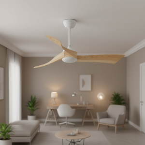 Ventilateur de plafond 52 pouces, 3 pales en bois, moteur DC, télécommande, lumière intégrée, pour maison et bureau - Product Image 2