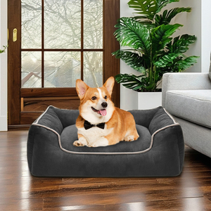 Toptan Lüks Kadife Köpek Yatağı Düz Desen Küçük Orta Boy Kediler ve Köpekler İçin Modern Stil %100 Pamuk Malzeme Koruyucu OEM - Product Image 1