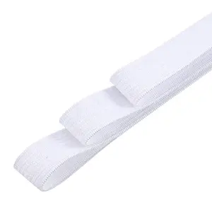 Custom Polyester Nylon Witte Platte Gebreide Elastische Band Bandband Binding Lint Tape Voor Kleding Ondergoed