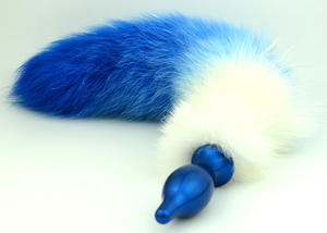 ذيل معدني عالي الجودة ذيل ثعلبي فضي أزرق أحمر ملون ذيل حقيقي سدادة شرجية خاصة للأزواج - Product Image 5