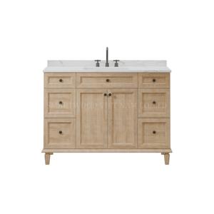 Meuble sous-vasque sur pied durable pour hôtel Meuble sous-lavabo sur pied en bois massif contreplaqué Meuble de salle de bain peint en chêne clair avec LED au sol - Product Image 1