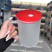 Nouveauté : Mug en verre à sublimation de 15 oz et 17 oz, transparent ou givré, pour café, lait, avec couvercles et poignée colorés