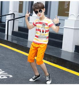 ชุดเสื้อผ้าเด็กผู้ชายสไตล์ลำลองสำหรับฤดูร้อน ขายส่ง ชุดกางเกงขาสั้นผ้าฝ้ายสำหรับเด็ก - Product Image 3