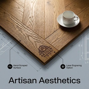 Suelo de Roble Termotratado con Diseño de Espina de Pescado de 690x127 mm, Capa de Seguridad, Diseño Ecológico para Centros de Aprendizaje, Uso en Exteriores y Salas de Estar - Product Image 5