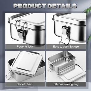 304 Stainless Steel BPA Free Eco Friendly Lunch Box for <b>Kids</b> with 2 Compartments and Plastic Lid - Product Image 3