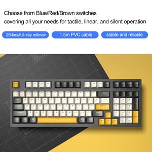 Clavier mécanique de jeu filaire <span class=keywords><strong>USB</strong></span> sur mesure <span class=keywords><strong>en</strong></span> petite série, 98 touches, avec touches jaunes et grises et rétroéclairage - Product Image 4