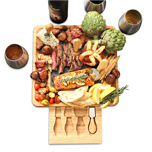Doble cajón embutidos bandeja y servir <span class=keywords><strong>carne</strong></span> queso junta de comida cortar de bambú de queso con cuchillo - Product Image 5