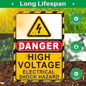 Hava koşullarına dayanıklı paslanmaz alüminyum yüksek voltaj işareti tehlike elektrik çarpması tehlikesi uyarı işareti yüksek görünürlük elektrik işareti - Product Image 3