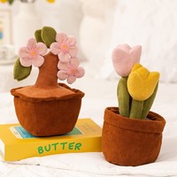 Jouet en peluche mignon en forme de fleur en pot, en tissu de coton doux, poupée brodée de fleurs de cerisier, décoration de bureau à domicile, cadeau