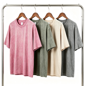 Acid Wash 100% Cotton Oversized Crew Neck Men <b>Tshirt</b> Custom Logo Drop Shoulder Heavyweight Premium Streetwear - Product Image 1
