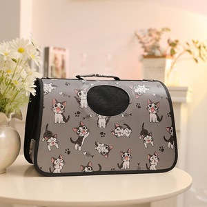Mochila plegable de tela Oxford con estampado de gato de dibujos animados, suave, para mascotas, para viajes al aire libre, tamaños pequeños, medianos y grandes - Product Image 1