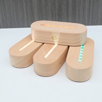 Produits les plus vendus Base lumineuse en bois de hêtre massif Base de veilleuse LED Base de lampe 3D filaire en bois Support de lumière 3D en acrylique