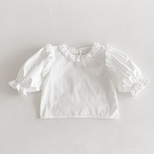 Printemps automne enfant en bas âge fille coton bleu barboteuse à carreaux couleur unie à manches longues haut bébé vêtements costume - Product Image 4
