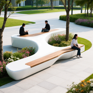 Banc décoratif en béton G004 GRC pour espace public, loisirs, artistique, résistant aux intempéries, paysage urbain extérieur, chaise de repos, chaise d'attente - Product Image 6