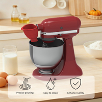 Улучшенная силиконовая воронка для муки для миксера KitchenAid с удлиненным сливным каналом, складная, предотвращающая беспорядок, аксессуары для смешивания на кухне при выпечке и приготовлении пищи