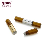 Nouvelle conception de flacon de parfum à double tube rond, 3 ml + 3 ml, flacon à bille pour huile essentielle, flacon en verre personnalisé