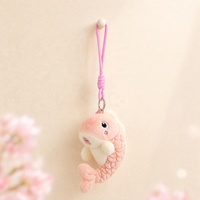 Porte-clés en peluche mini poisson Koi mignon, design personnalisé, 5 couleurs, pendentif de sac, cordon avec clochette, cadeau porte-bonheur pour couple, vente en gros