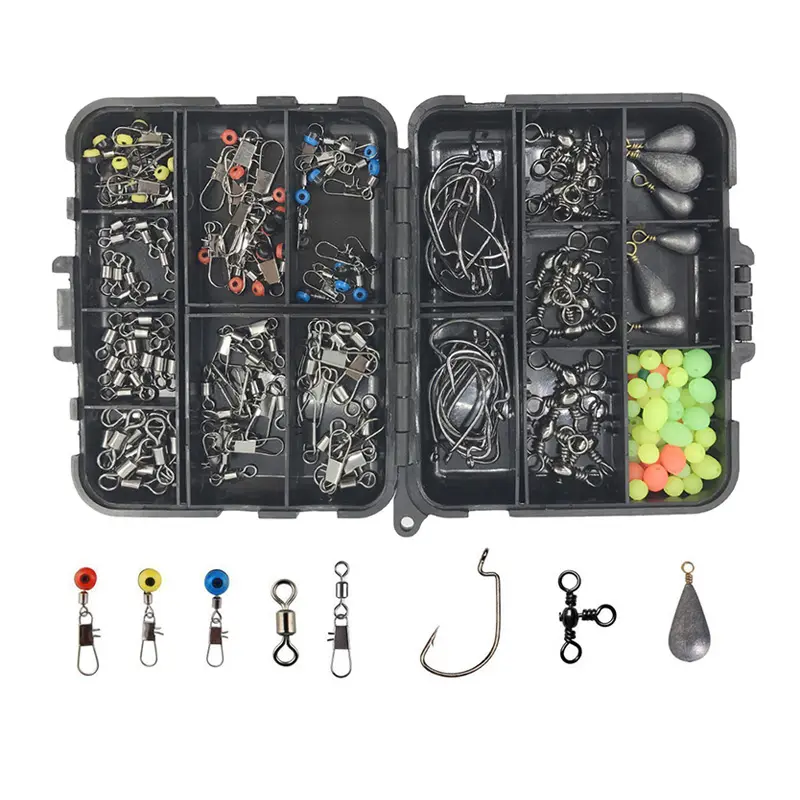 Sample 160PCS/Box Fishing Accessories Hooks Swivels Lead Sinker With Ring Carp Fishing Tackle Boxes Fishing Tackle Kits