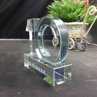 Trophée commémoratif écologique personnalisé avec affichage numérique en cristal, gravé sur mesure, forme de logo personnalisée pour anniversaire d'entreprise (5, 10, 15 ans)