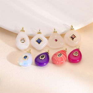 Vente chaude DIY Accessoires <span class=keywords><strong>Pierre</strong></span> <span class=keywords><strong>Naturelle</strong></span> Agate Turquoise Jade <span class=keywords><strong>Pierre</strong></span> Rouge Agate Rose Quartz Zircon Charmes À La Mode - Product Image 4