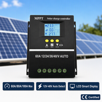 Contrôleur de charge solaire PWM 480W 12V-48V à 100V avec écran LCD et détection automatique USB pour système de panneaux solaires, certifié CE