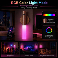 Lámpara de Pared Inteligente con Sensor de Movimiento RGB, Lámpara Nocturna Magnética Recargable de Madera, Portátil para Dormitorio o Escalera