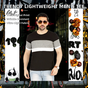 T-shirt décontracté uni léger pour homme en toile de haute qualité, tendance, anti-plis, à manches courtes, prix de gros - Product Image 2