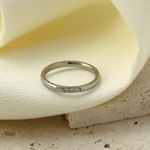 Fashionable Ultra Fine Diamond Ring For Women 316mm Zircon Minimalist Light Luxury Trendy Pinky Ring - Product Image 3