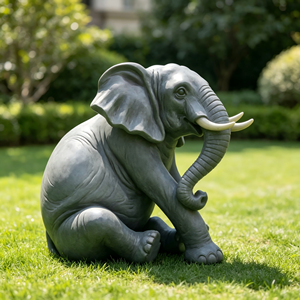 Sculpture <span class=keywords><strong>d</strong></span>'<span class=keywords><strong>éléphant</strong></span> réaliste en FRP, taille réelle, statue <span class=keywords><strong>d</strong></span>'animal en fibre de verre, <span class=keywords><strong>d</strong></span>écoration extérieure pour jardin, parc, zoo, finition grise peinte <span class=keywords><strong>à</strong></span> la main - Product Image 2