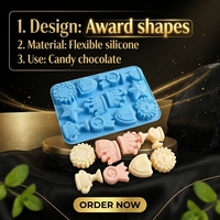 Moule en silicone en forme de trophée étoile pour chocolat, gâteau, savon fait main, bougies d'aromathérapie - Silicone souple, résistant au four, intérieur antiadhésif