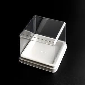 OEM portable clear plastic cake box cupcake holder mousse baking packaging muffin package with handle box