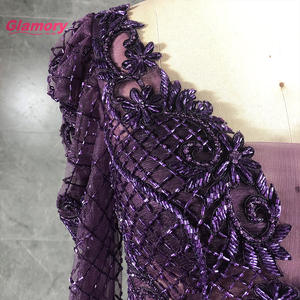 ชุดเดรสยาวสำหรับผู้หญิงอ้วนชุด<span class=keywords><strong>เด</strong></span><span class=keywords><strong>รส</strong></span><span class=keywords><strong>ผ้า</strong></span><span class=keywords><strong>ซาติน</strong></span>ทรงเอไลน์แขนสีม่วงสุดหรูสำหรับงานราตรี - Product Image 5