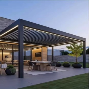 Pérgola Bioclimática de Aluminio Impermeable <span class=keywords><strong>para</strong></span> Exteriores OEM <span class=keywords><strong>3X3</strong></span> 3X4 4X4 6X4m, Pérgola con Techo de Láminas de Aluminio - Product Image 4