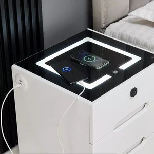 USB Charging Station <strong>Smart</strong> Nightstands Bedroom <strong>Furniture</strong> 3 Drawer White Color Storage Bedside Tables - Product Image 5