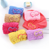 Gorro de secado de pelo de forro polar coral, de doble cara, con lazo grueso y pelo largo, estilo princesa, para baño