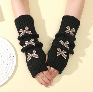 <span class=keywords><strong>Gants</strong></span> en tricot <span class=keywords><strong>mi</strong></span>-<span class=keywords><strong>longs</strong></span> pour femmes, style automne/hiver, avec revers et nœud - Product Image 1