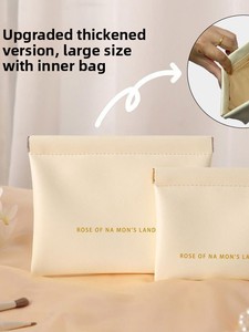 กล่องใส่เครื่องมือพกพาแบบหนัง PU น้ำหนักเบา ยี่ห้อ NIEN สำหรับผู้หญิง พร้อมโลโก้ OEM แบบกำหนดเอง  พร้อมคลิปหนีบแบบสปริง  สำหรับใส่เครื่องสำอางขนาดเล็ก สายดาต้าแบบใช้ซ้ำได้ - Product Image 3