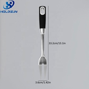 Tenedor para Servir <span class=keywords><strong>Carne</strong></span> <span class=keywords><strong>de</strong></span> Acero Inoxidable con Logotipo Personalizado, Seguro para Alimentos, con Mango Largo y Agarre Antideslizante - Product Image 2