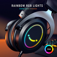 Auriculares Supraaurales H3 con Controlador Dinámico, Iluminación RGB, Cancelación de Ruido, Marco Resistente, Micrófono para Juegos de Computadora y Teléfono Móvil