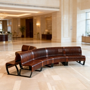Banc en bois et fer à lattes élégant Y554 pour l'extérieur (zone de piscine), la salle à manger intérieure, la bibliothèque publique, le café, la terrasse – Mobilier moderne - Product Image 3