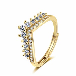 RFJEWEL 2026 Nuevo Anillo Ajustable con Corona Chapada en Oro/Plata, Circonita Cúbica, Joyería Moderna y a la Moda para Mujer, Venta al Por Mayor - Product Image 3