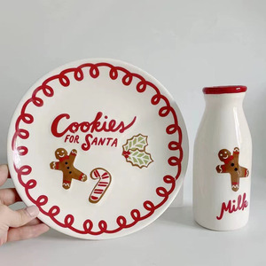 Tasse en céramique de style coréen Instagram, motif de Noël, bonhomme en pain d'épices, pour le petit-déjeuner à la maison, lait, jus, café - Product Image 4