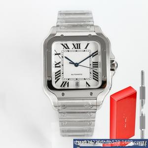 Orologio Meccanico Automatico Quadrato Serie Sandos Dumont per Coppie, in Acciaio Inossidabile con Quadrante Blu e Chiusura a Farfalla - Product Image 6