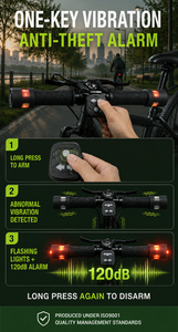 Feu de signalisation de direction pour vélo WOSEN, lumière de guidon RGB, alarme antivol 120 dB, télécommande sans fil, batterie rechargeable pour trottinette électrique, conduite nocturne - Product Image 4