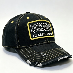 Custom Vintage Distressed Baseball <b>Cap</b>, Black Washed Denim Trucker Hat with Embroidery, Adjustable Snapback Hat for Men <b>Women</b> - Product Image 2