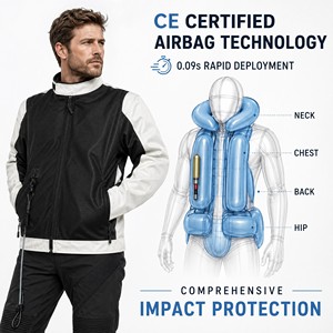 Veste de <span class=keywords><strong>moto</strong></span> certifiée CE avec airbag, gonflage CO2 en 0,1s, protection intégrale du corps, imperméable, Oxford, réfléchissante, unisexe - Product Image 1