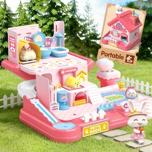 Jouet de maison pour animaux de compagnie à induction magnétique 3D HTL avec son, maison de poupée pour jeu d'imitation, jouet éducatif pour enfants avec lapin et <span class=keywords><strong>hamster</strong></span> - Product Image 1