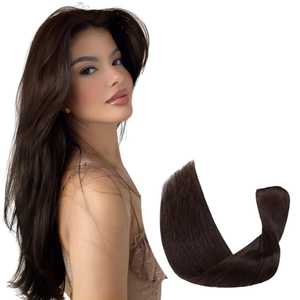Extensioni per capelli TESS con clip, in vero capello umano, castano, Remy, <span class=keywords><strong>a</strong></span> doppia tessitura, senza cuciture, 8 pezzi, lisci, per donne/ragazze # 02 Marrone Scuro 10 Pollici 50g)<span class=keywords><strong>m</strong></span> - Product Image 1