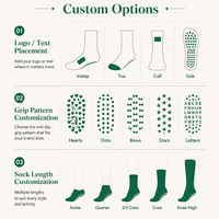 Chaussettes de yoga en coton respirant de haute qualité avec logo personnalisé, chaussettes de Pilates tricotées mi-mollet avec grip antidérapant pour femmes
